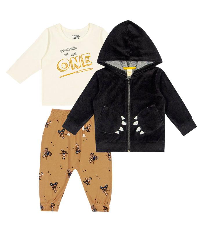 Conjunto Infantil Masculino One Trick Nick Baby Bege - Conjuntos